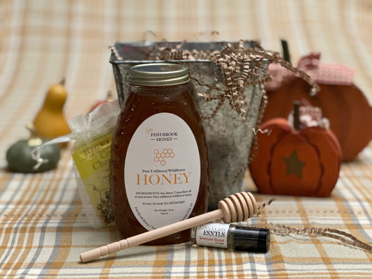 The Golden Gift of Honey.  Your choice of 1/2, 1, or 2 Lbs. of Honey and Essential Oils