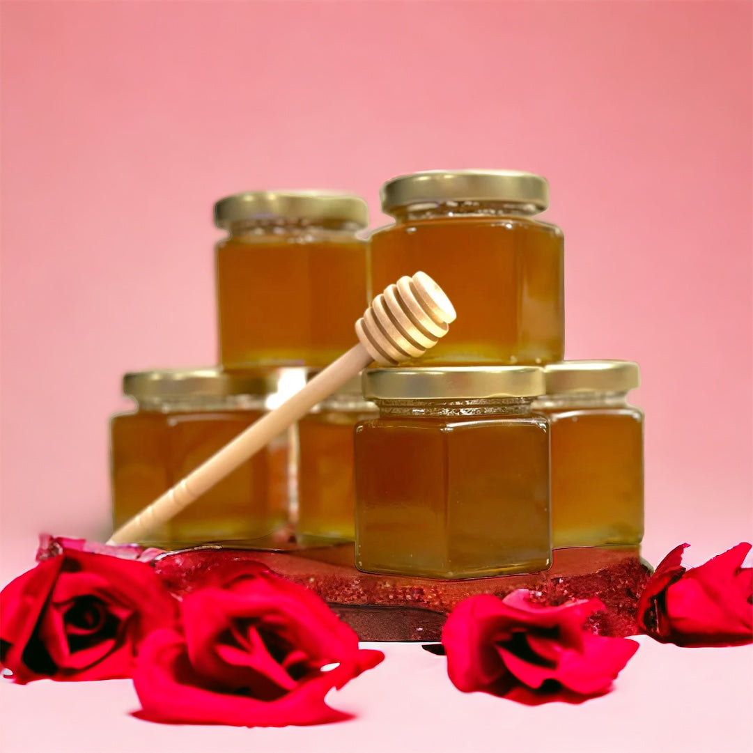 The Honey Favors - Choose from 3oz, 6oz, and 9oz Hex Jars